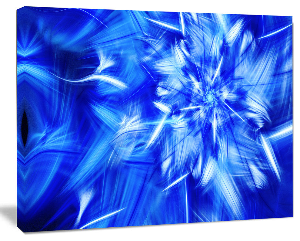 Rotating Bright Blue Fireworks, Floral Canvas Art Print, 20"x12"