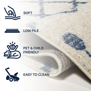 Aksil Moroccan Beni Souk Area Rug, Cream/Navy, 8 Ft. X 10 Ft.