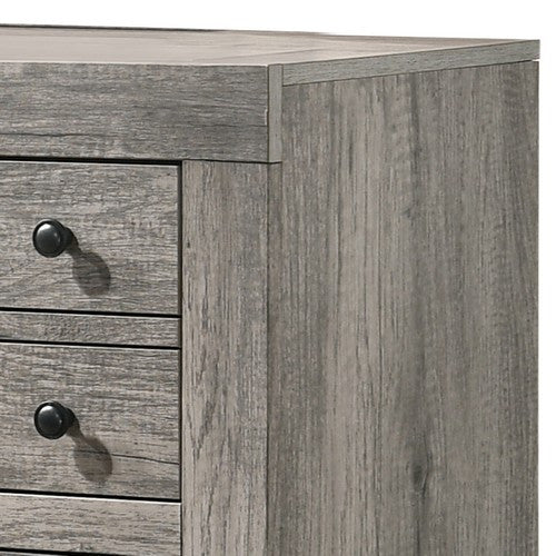 Benzara BM215295 Wooden Dresser With Bar Handles and Grain Details, Gray