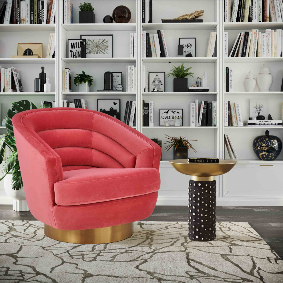 Canyon Hot Pink Velvet Swivel Chair - Pink