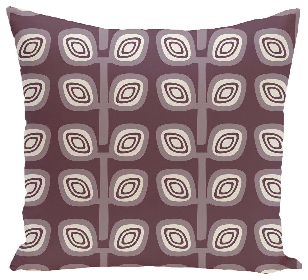 Leaf Tree Geometric Print Pillow, Purple, 20"x20"