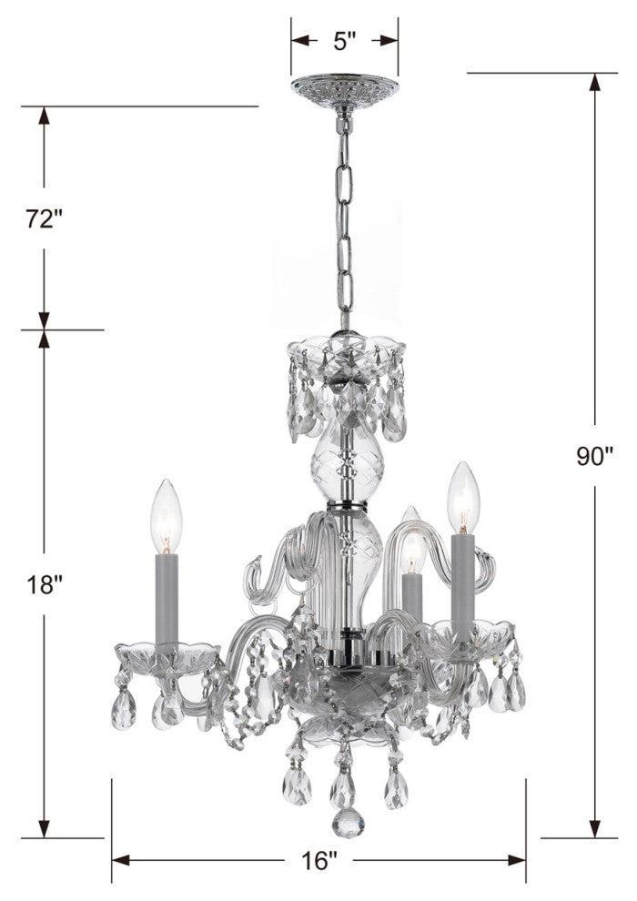 Crystorama Traditional Crystal 3-Light Mini Chandelier