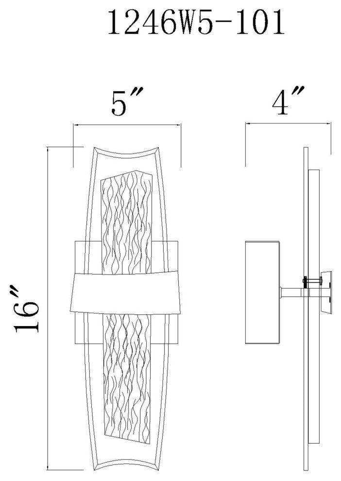 Guadiana 5 in LED Black Wall Sconce