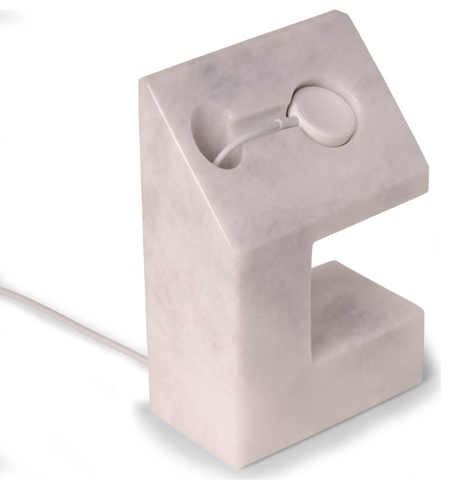 Hand Crafted Genuine White Marble iWatch Charging Stand