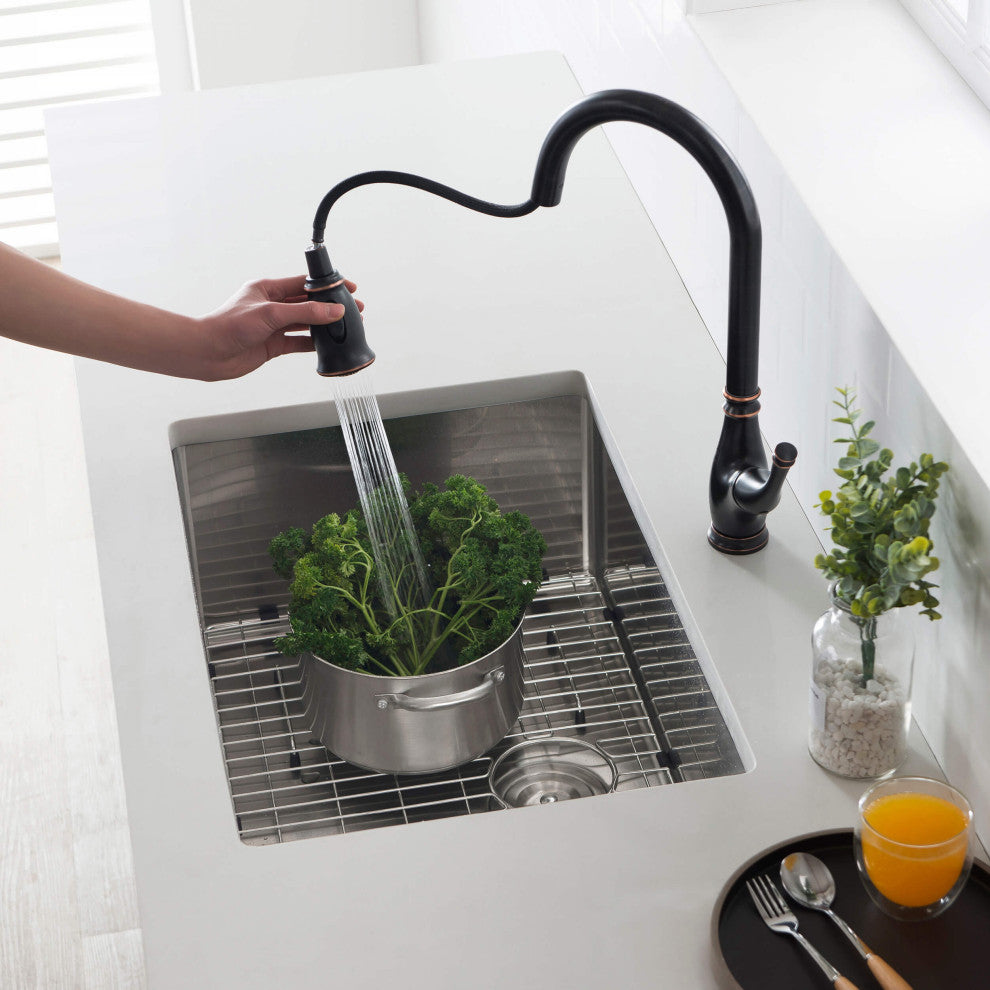 KIBI Handcrafted Undermount Single Bowl 16 gauge Stainless Steel Kitchen Sink, 2