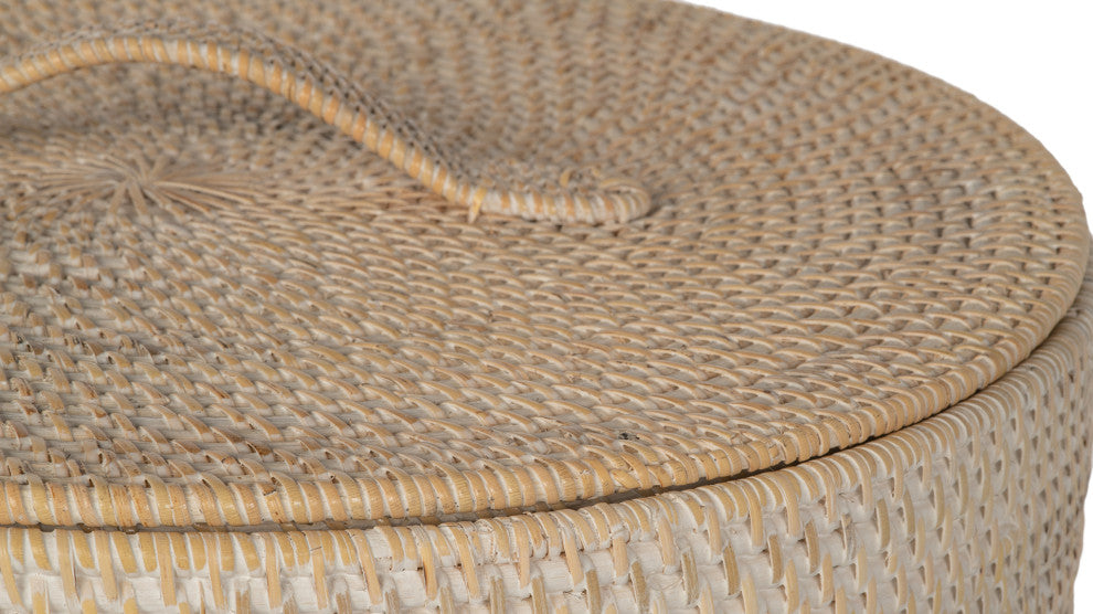Loma Round Rattan Hamper and Laundry Basket With Removable liner, Latte
