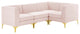 Triumph Channel Tufted Performance Velvet 4-Piece Sectional Sofa - Pink