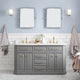 60" Palace Quartz Carrara Cashmere Gray Vanity With Satin Brass and Mirrors