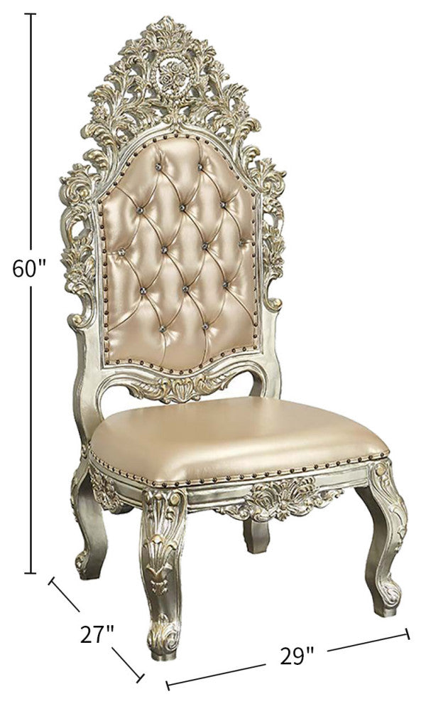 Set of 2 Side Chair, Antique Gold Finish