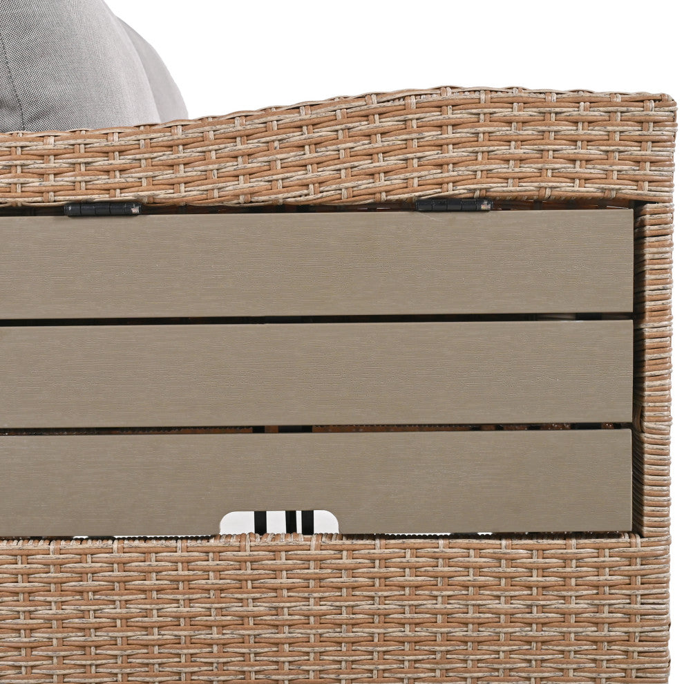 5-Piece Outdoor Wicker Patio Sofa Set, Brown