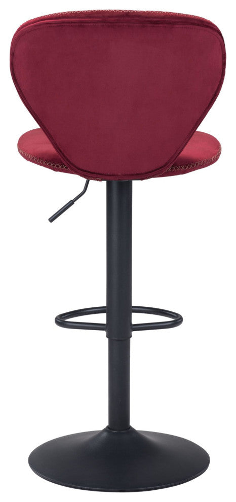 Bar Stool Chair Barstool, Steel Metal, Fabric, Red, Black, Kitchen Cafe Bistro