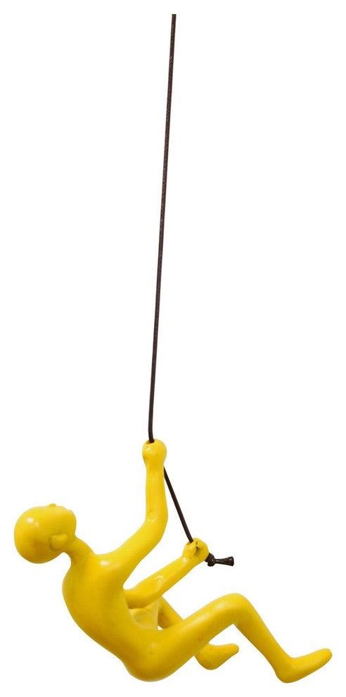 Climbing Man Wall Art, Set of 4, Yellow