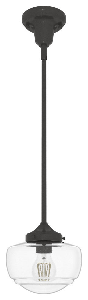 Saddle Creek Noble Bronze, Clear Seeded Glass 1 Light Mini Pendant Light