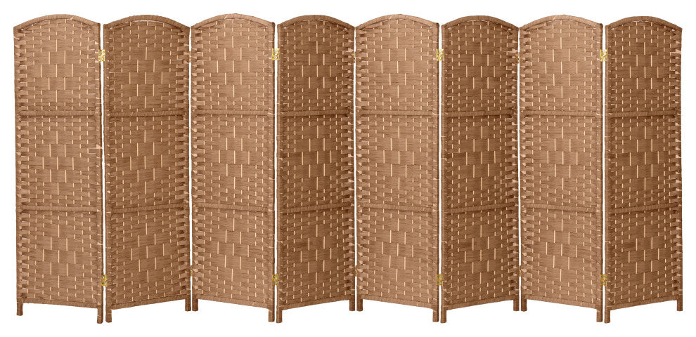 4 ft. Short Diamond Weave Fiber Room Divider Natural 8 Panel