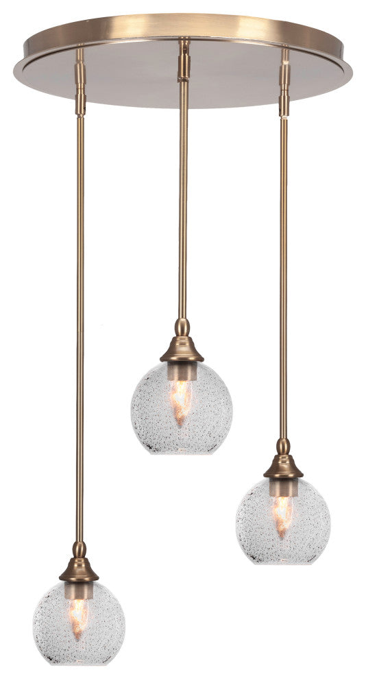 Empire 3-Light Cluster Pendalier, New Age Brass/Smoke Bubble
