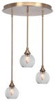 Empire 3-Light Cluster Pendalier, New Age Brass/Smoke Bubble