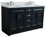 61" Double Vanity, Dark Gray Finish With Engineered Stone Top, Rectangle Sink