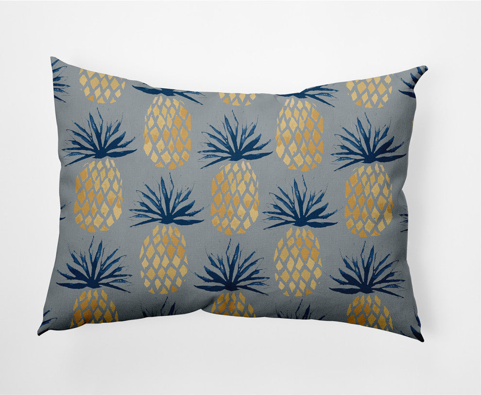 14x20" Pineapple Stripes Nautical Decorative Indoor Pillow, Pretty Grey