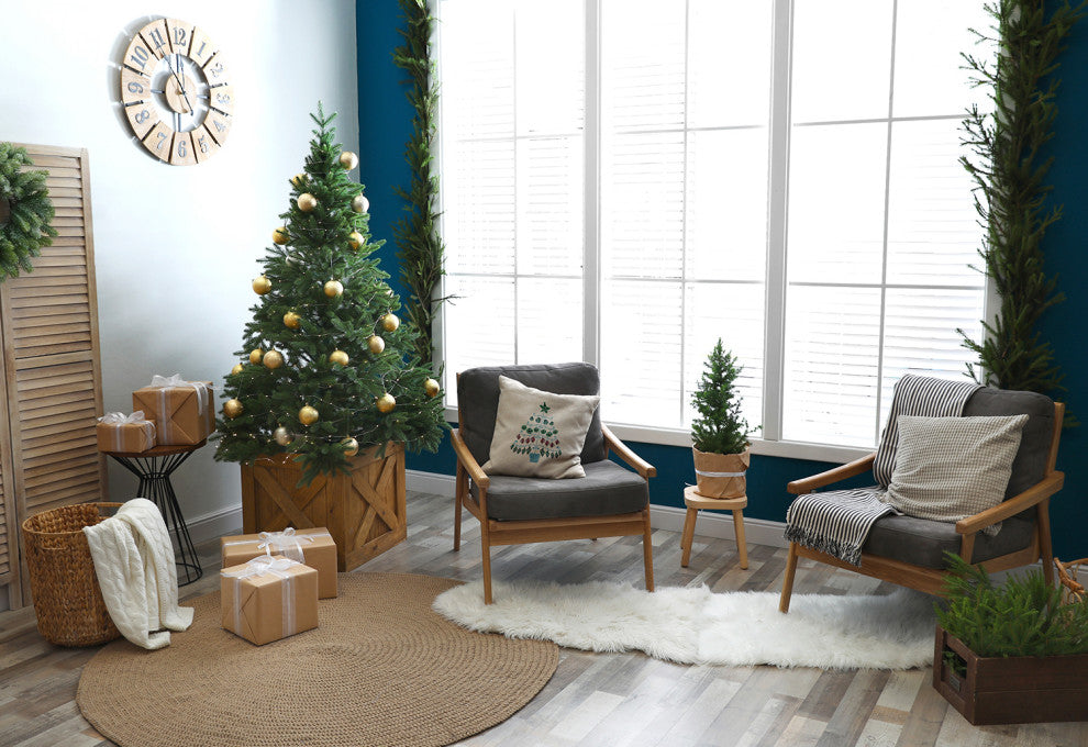 Ice Colored Beach Tree Christmas Polyester Throw Pillow, 16"x16"