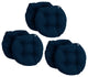 16" Spun Polyester Solid Outdoor Round Tufted Chair Cushions, Set of 6, Azul