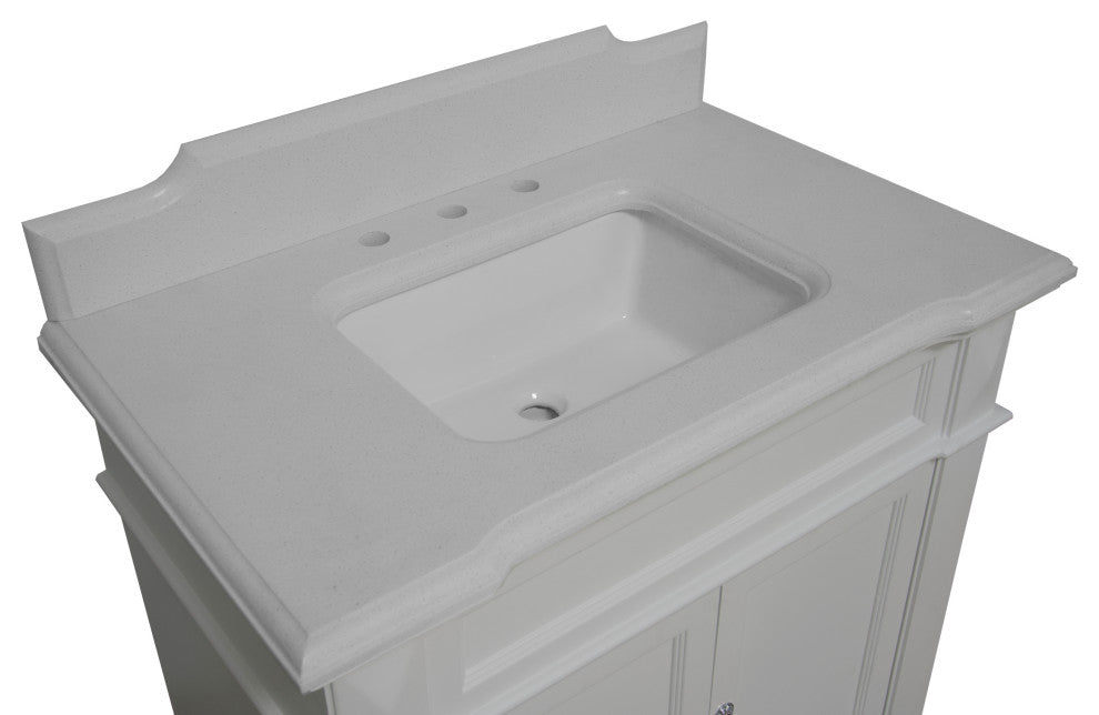 Elizabeth 36" Bathroom Vanity, White, Quartz