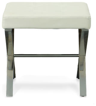 Elisabetta Vanity Bench, White and Chrome