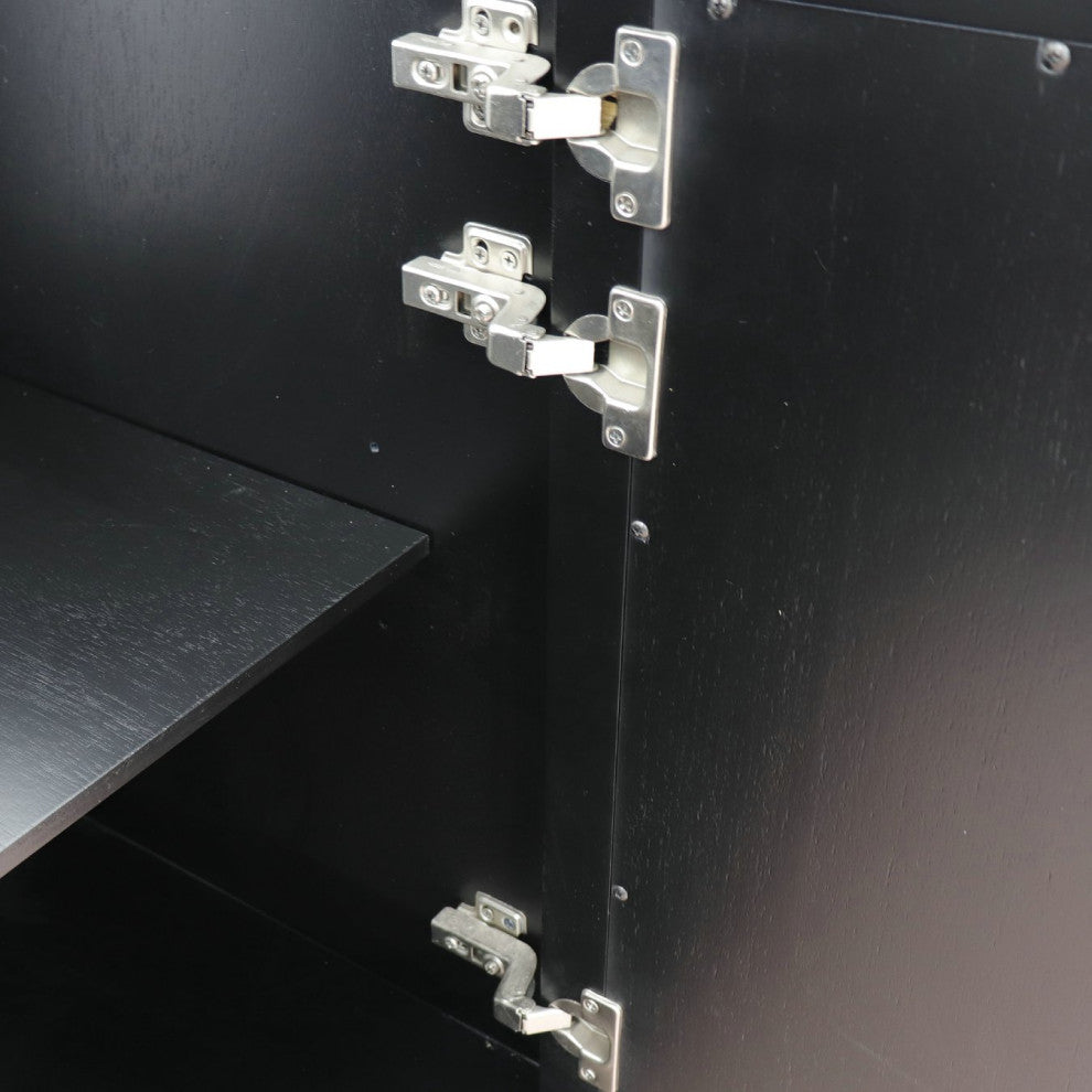43" Single Vanity, Black Finish With Gray Granite