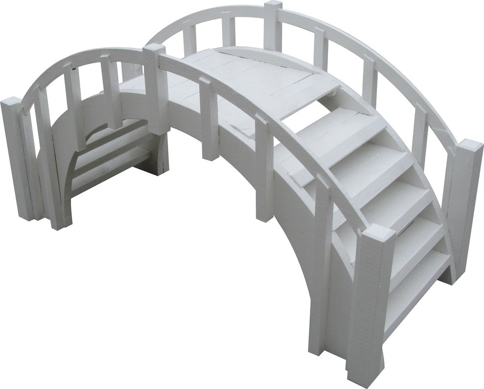 SamsGazebos Fairy Tale Wood Garden Bridge With Picket Railings, Unfinished