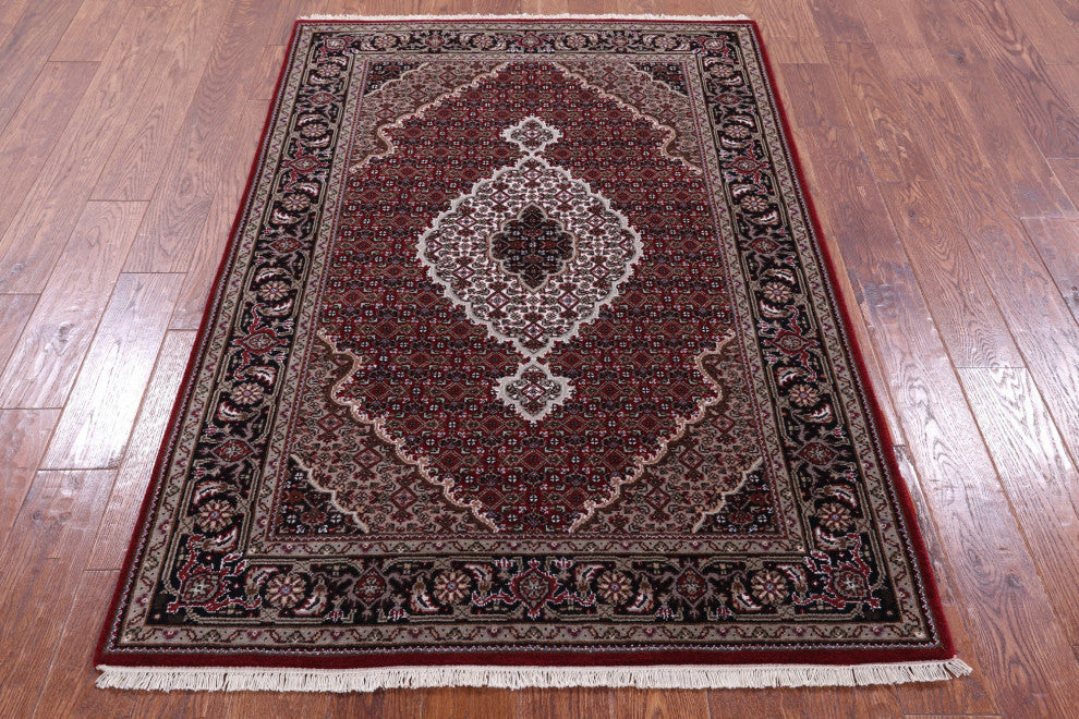 Persian Tabriz Hand-Knotted Wool & Silk Rug 3' 11" X 5' 11" - Q13022