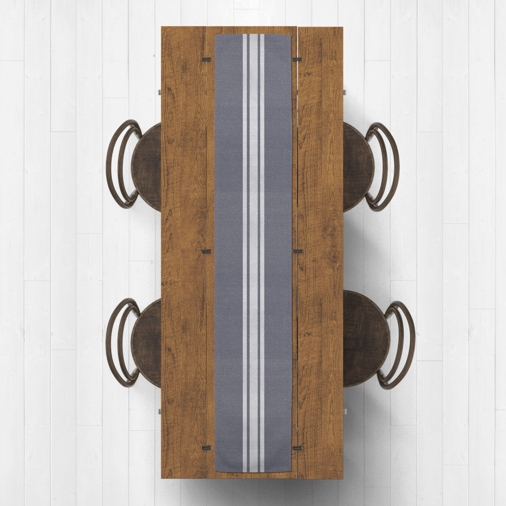 Distressed Slate Stripe 16x90 Cotton Twill Runner