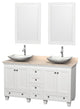 Acclaim White DBL Vanity, 24" Mirrors, 60", Ivory Marble, White Carrera Marble