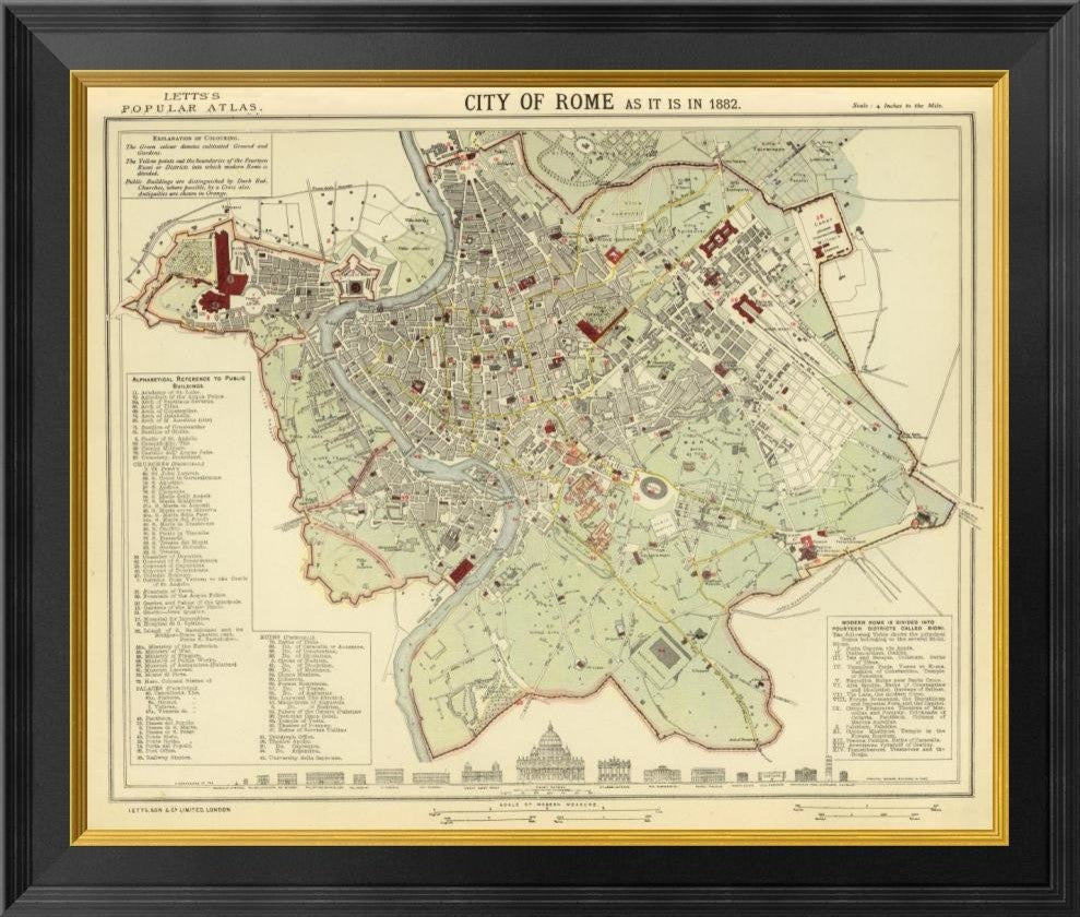 "Rome, 1883" Framed Canvas Giclee by Letts Son and Co., 26"x22"