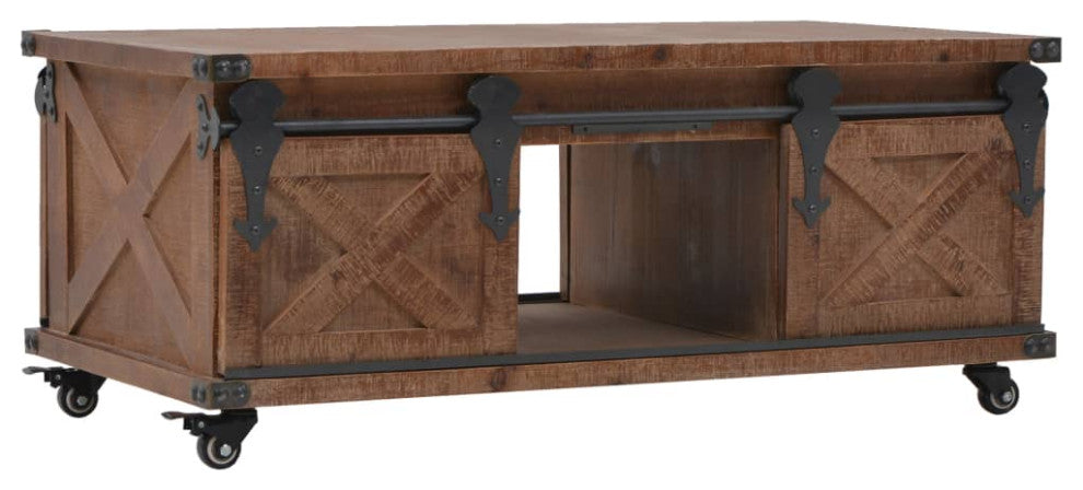 Vidaxl Coffee Table Solid Fir Wood 35.8"x20.1"x15" Brown