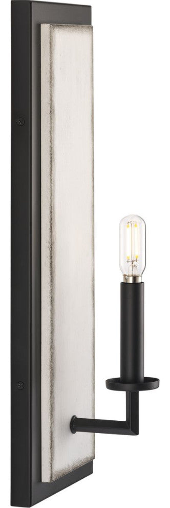 Galloway 1-Light 18" Matte Black Wall Sconce With Distressed White Accents