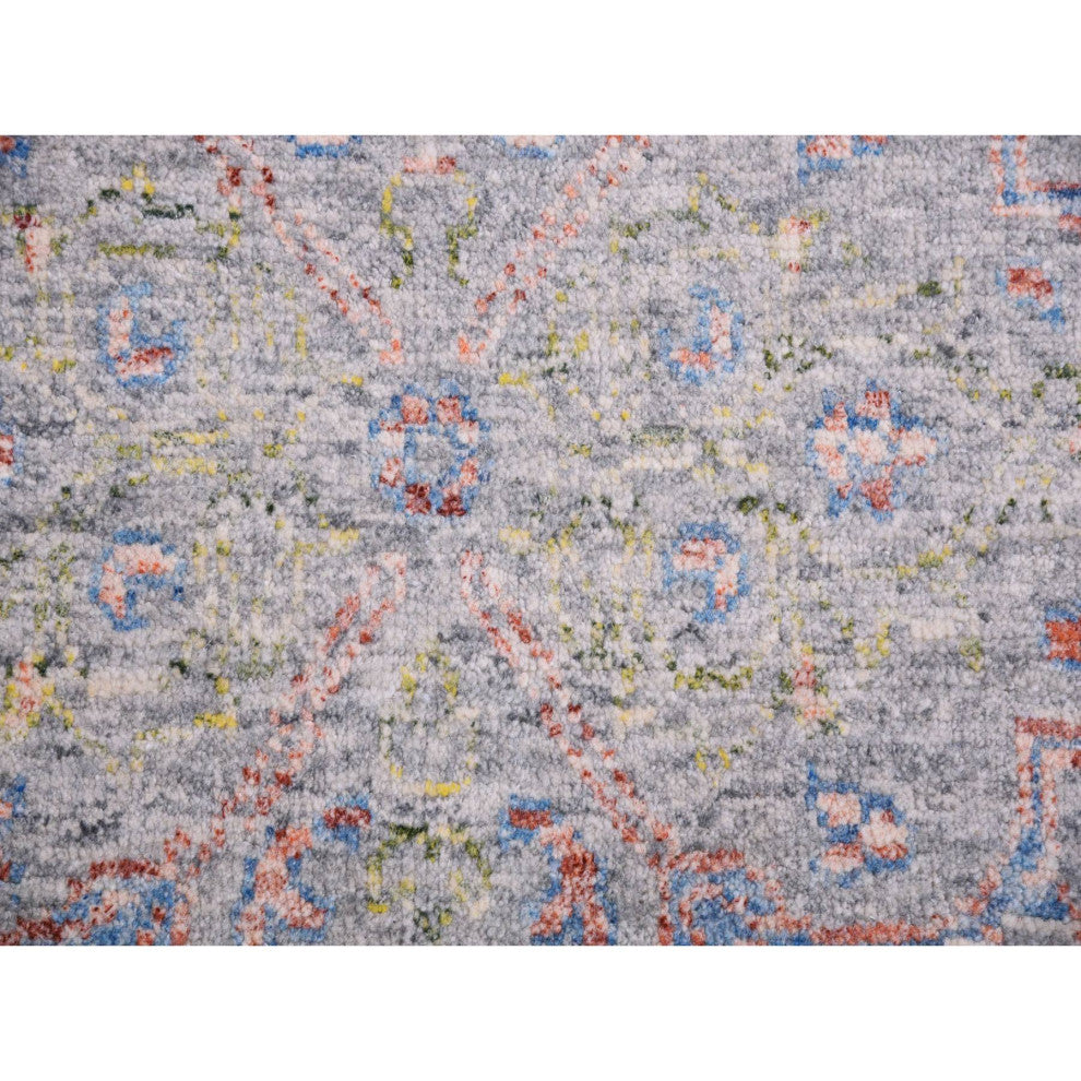 Gray Goose Oushak influence With Salt and Pepper Motif Pure Wool Rug 9'x11'10"