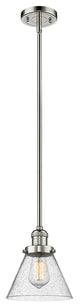 Large Cone LED Pendant, Polished Nickel, Glass: Seedy