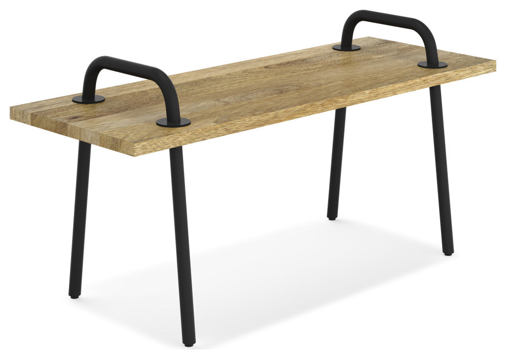 Berkeley Solid Mango Wood Small Entryway Bench, Natural
