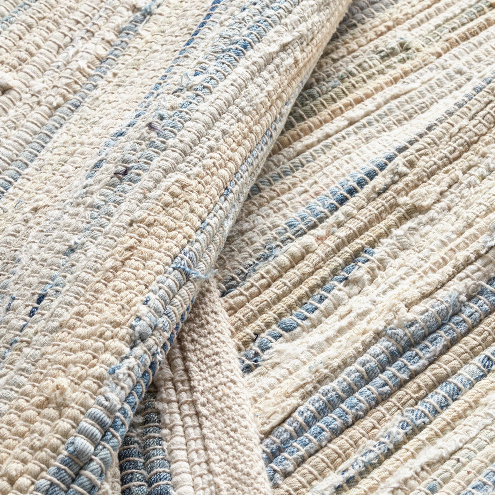 Dash & Albert Denim Rag Handwoven Cotton Rug, Blue, Runner-2'6" x 8'