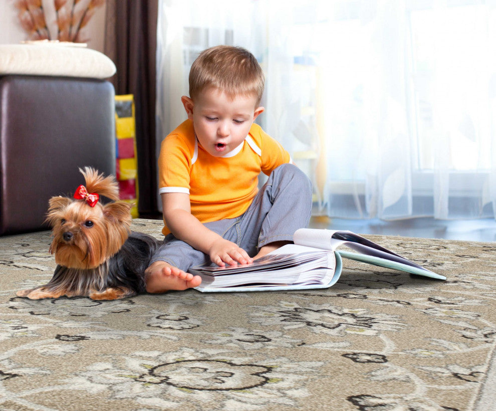 HomeRoots 7' x 10' UV treated Polypropylene Beige or Grey Area Rug