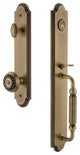 Arc 1-Piece Dummy Handleset, F Grip and Parthenon Knob, Vintage Brass, 848691
