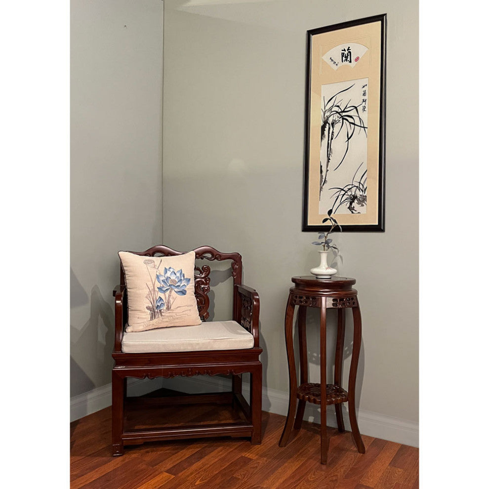 Elmwood Flower Motif Pedestal