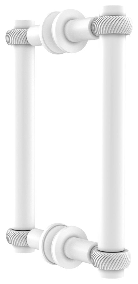 Contemporary 8" Twisted Accent Back to Back Shower Door Pull, Matte White