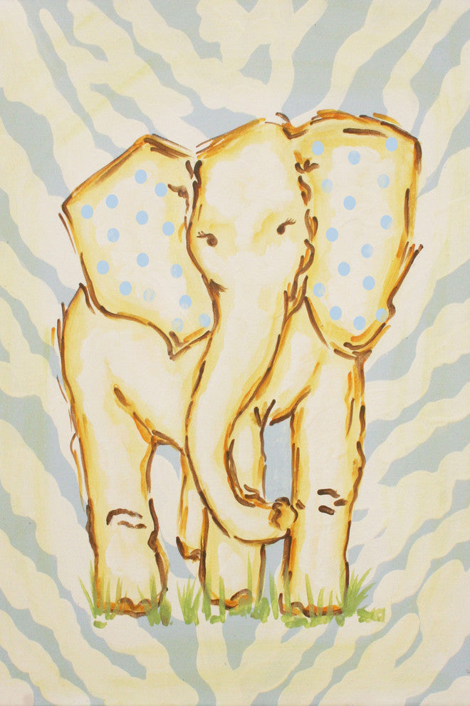 Marmont Hill, "Yellow Elephant" by Reesa Qualia Painting Wrapped Canvas, 40x60