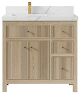 Sonoma Oak 36 Left Offset Bath Vanity with 2" Calacatta Laza