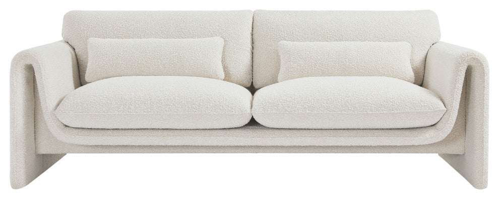 Stylus Boucle Fabric Upholstered Sofa, Cream