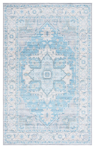 Safavieh Arizona Machine-Washable Collection ARZ913 Rug, Grey/Turquoise, 4'x6'