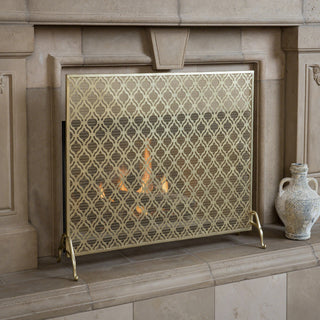 GDF Studio Elmer Single Panel Iron Fire Screen, Gold