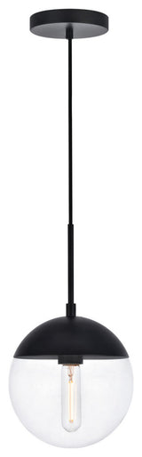 Eclipse 1 Light Pendant in Black & Clear