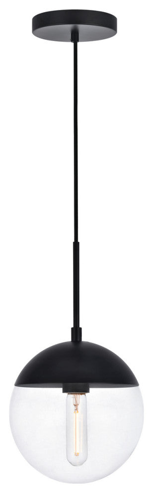 Eclipse 1 Light Pendant in Black & Clear