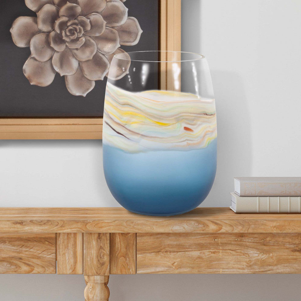 Cyprus Tall Wide Mouth Hand Blown Glass Vase
